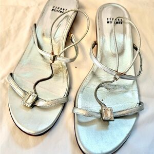 Stuart Weitzman Metallic Silver Sandals